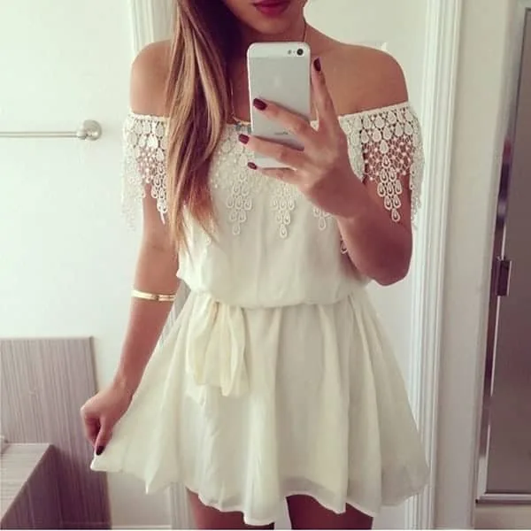 Off Shoulder White Dress