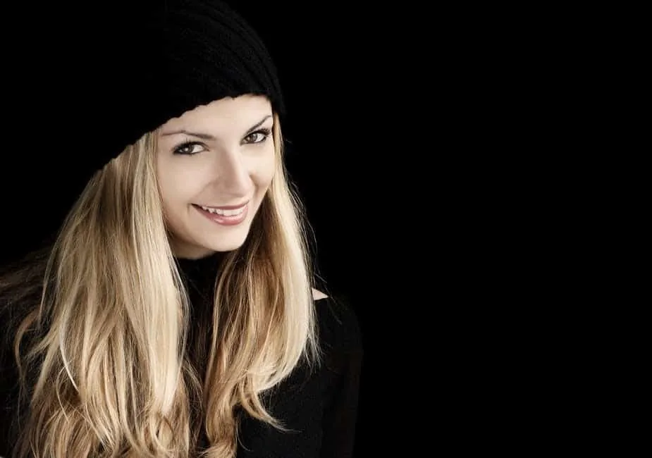 hair down with beanie