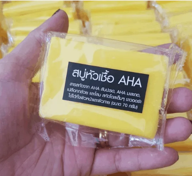 AHA Soap in a hand