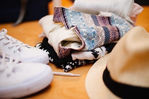 Clothes and accessories on a table